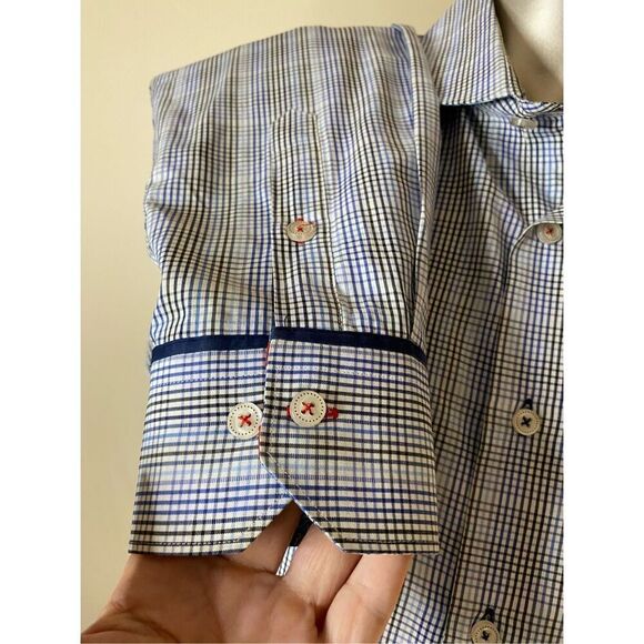 Size 7= XL 7 Downey St. check dress shirt, 100% cotton. Measurements provided. - Picture 5 of 12